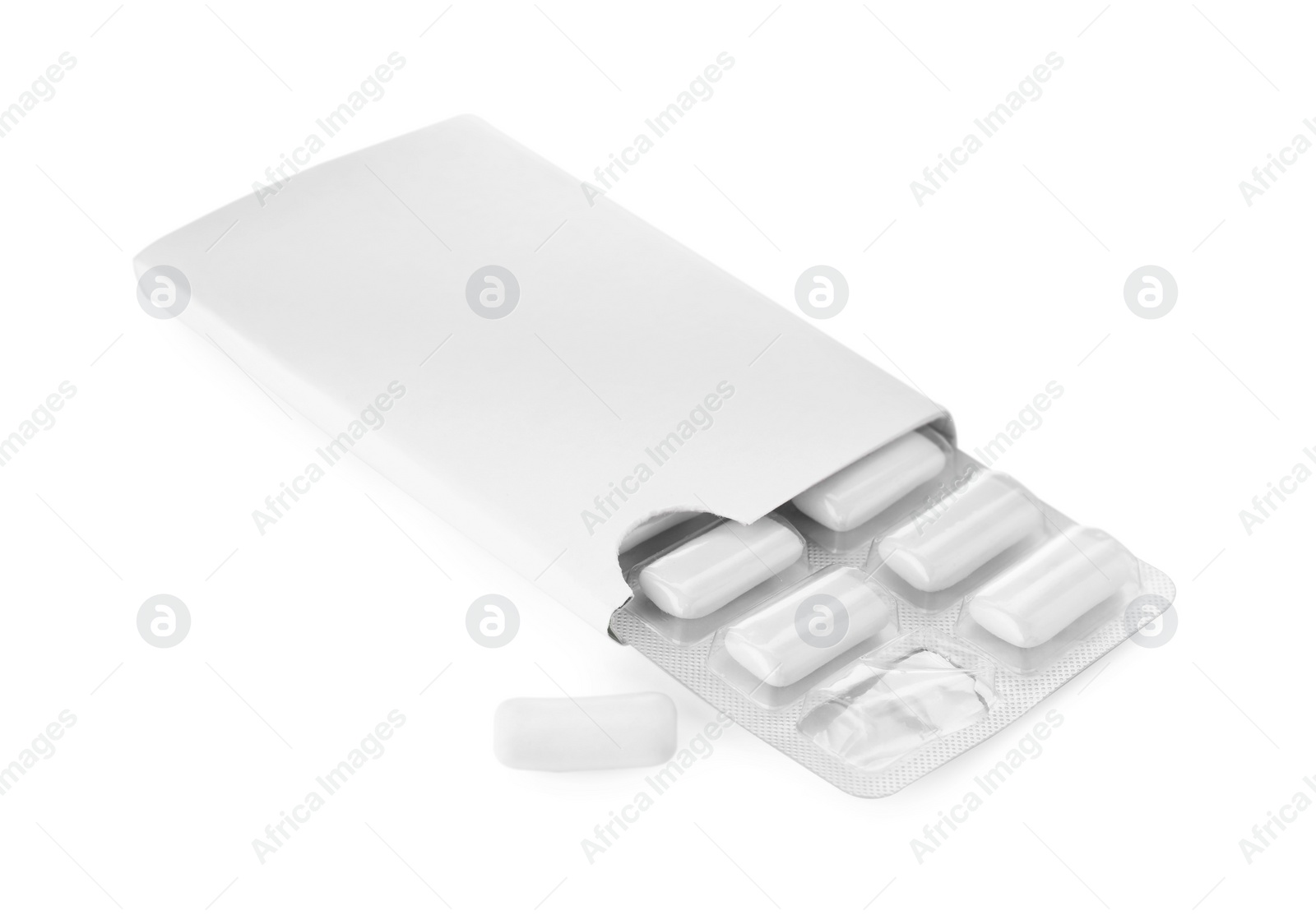 Photo of Blister with chewing gums on white background