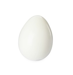 One peeled quail egg isolated on white