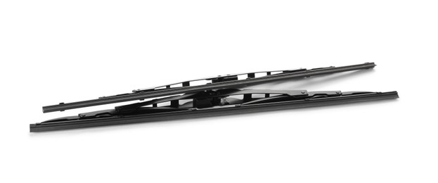 Photo of Pair of car windshield wipers on white background