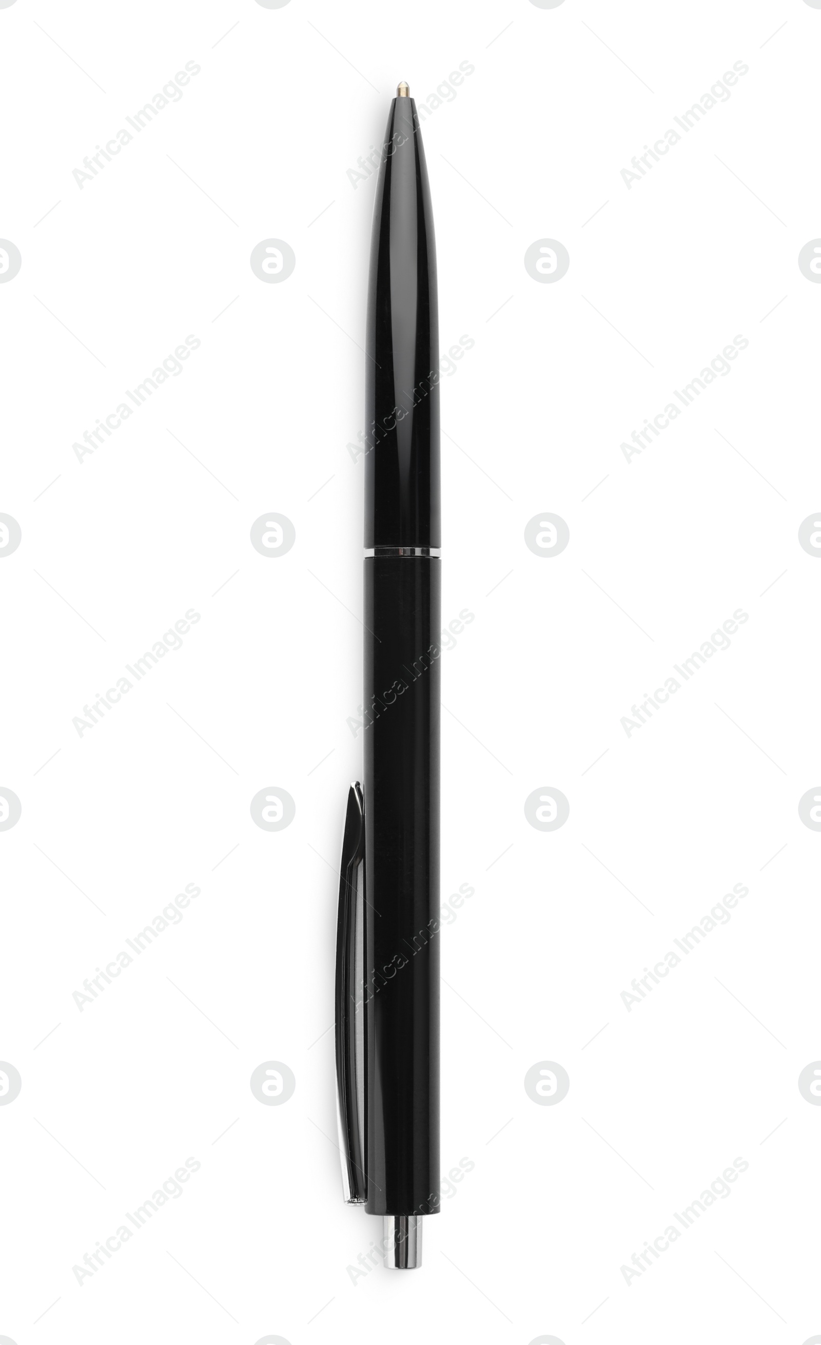 Photo of New retractable pen isolated on white. School stationery