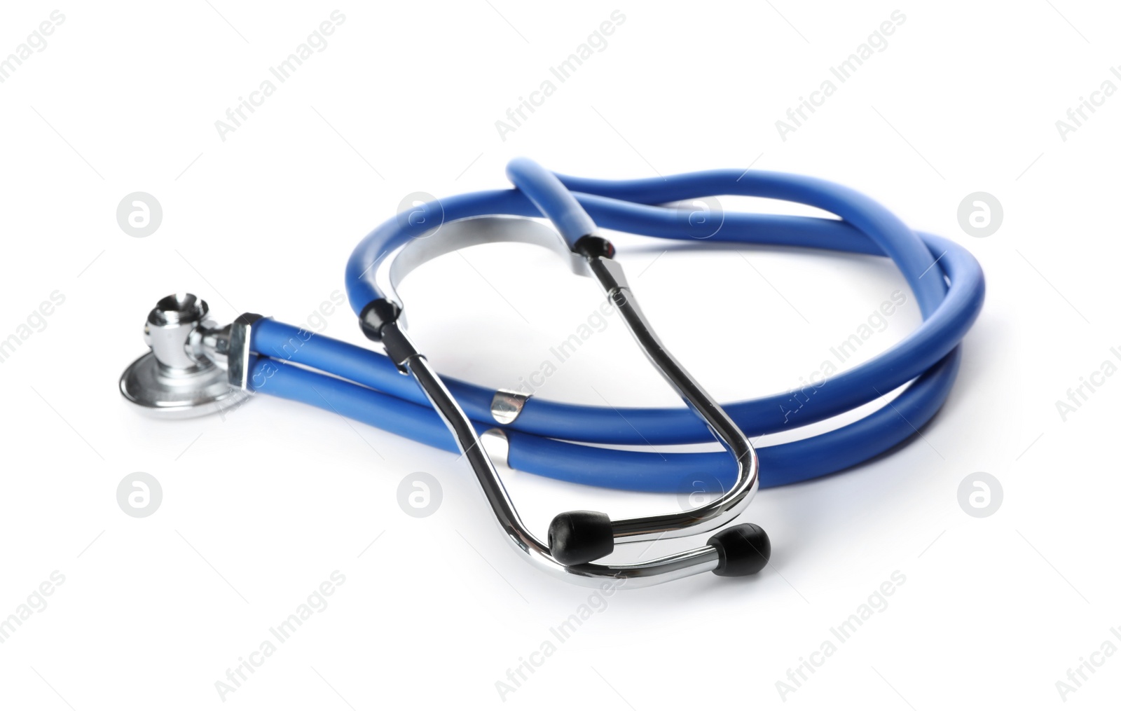 Photo of Stethoscope on white background. Medical object