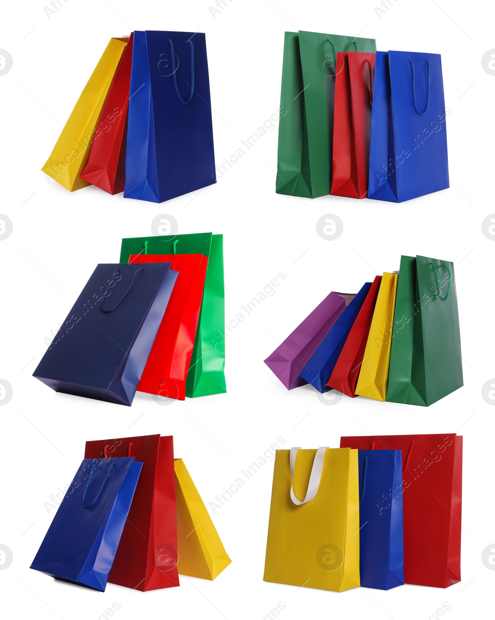 Image of Colorful shopping bags isolated on white, set