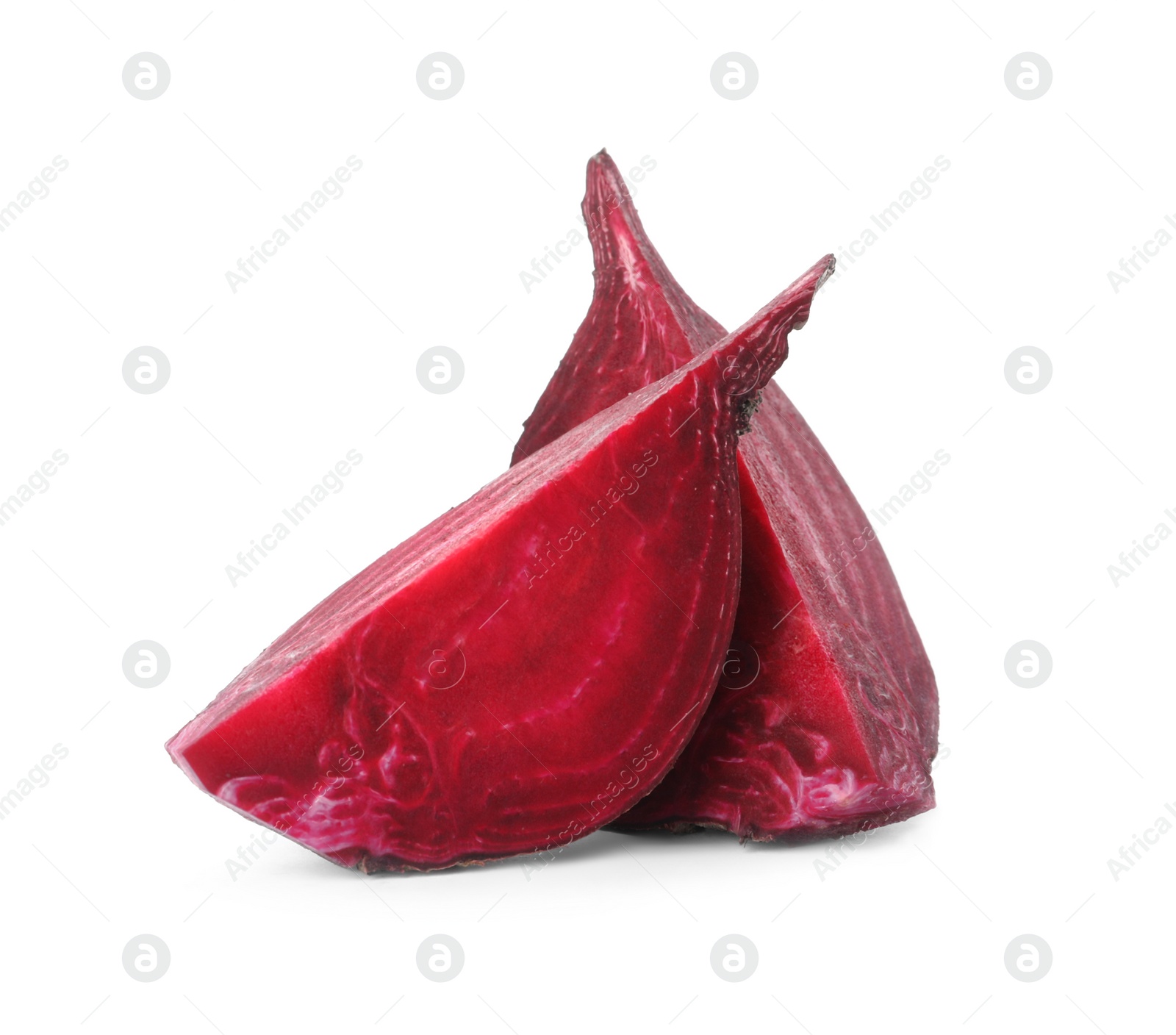 Photo of Cut fresh red beet on white background