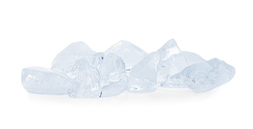 Photo of Pieces of crushed ice isolated on white