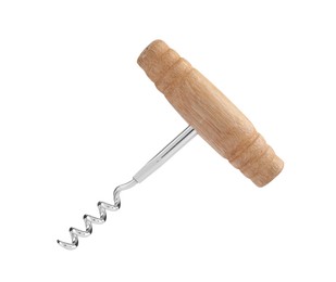 One corkscrew isolated on white. Kitchen utensil