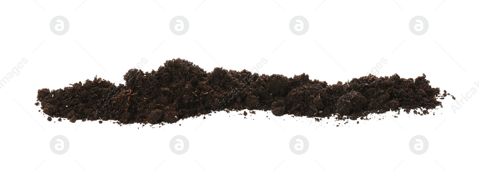 Photo of Pile of soil on white background. Fertile ground