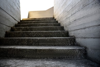 Photo of View of empty old concrete staircase outdoors