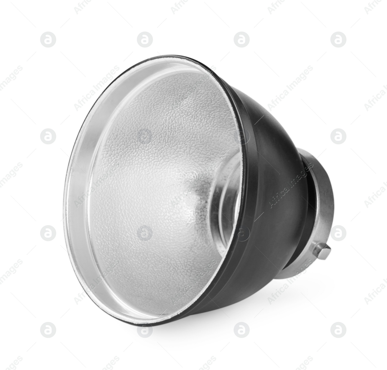 Photo of Studio flash light reflector isolated on white. Professional photographer's equipment