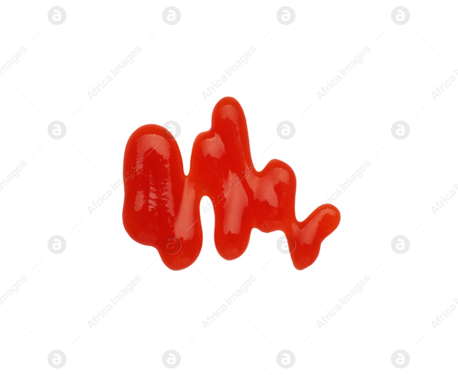 Tasty ketchup smear isolated on white, top view. Tomato sauce Photo of Tasty ketchup smear isolated on white, top view. Tomato sauce