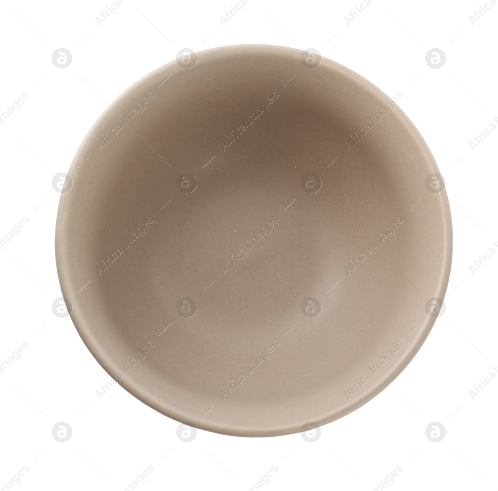 Photo of Stylish empty ceramic bowl isolated on white, top view. Cooking utensil