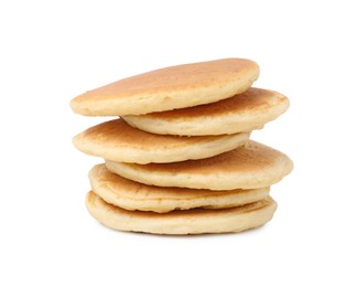 Stack of tasty pancakes isolated on white