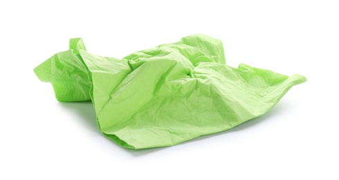 Crumpled paper napkin on white background. Personal hygiene