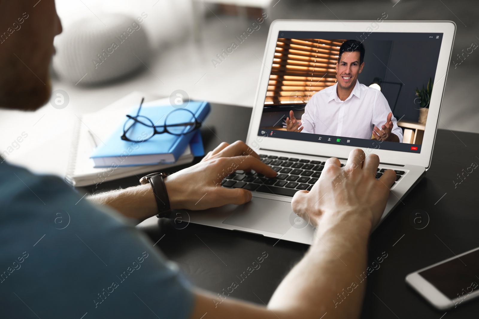 Image of Human resources manager conducting online job interview via video chat