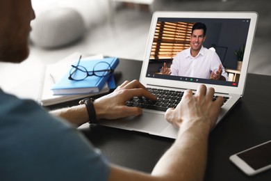 Human resources manager conducting online job interview via video chat