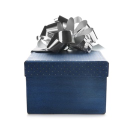 Photo of Beautiful gift box with bow on white background