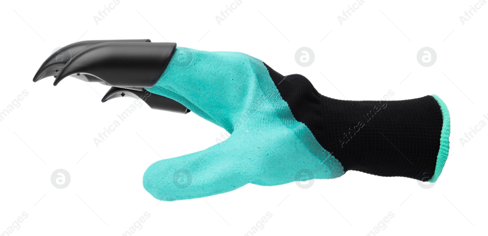 Image of One gardening glove with claws isolated on white