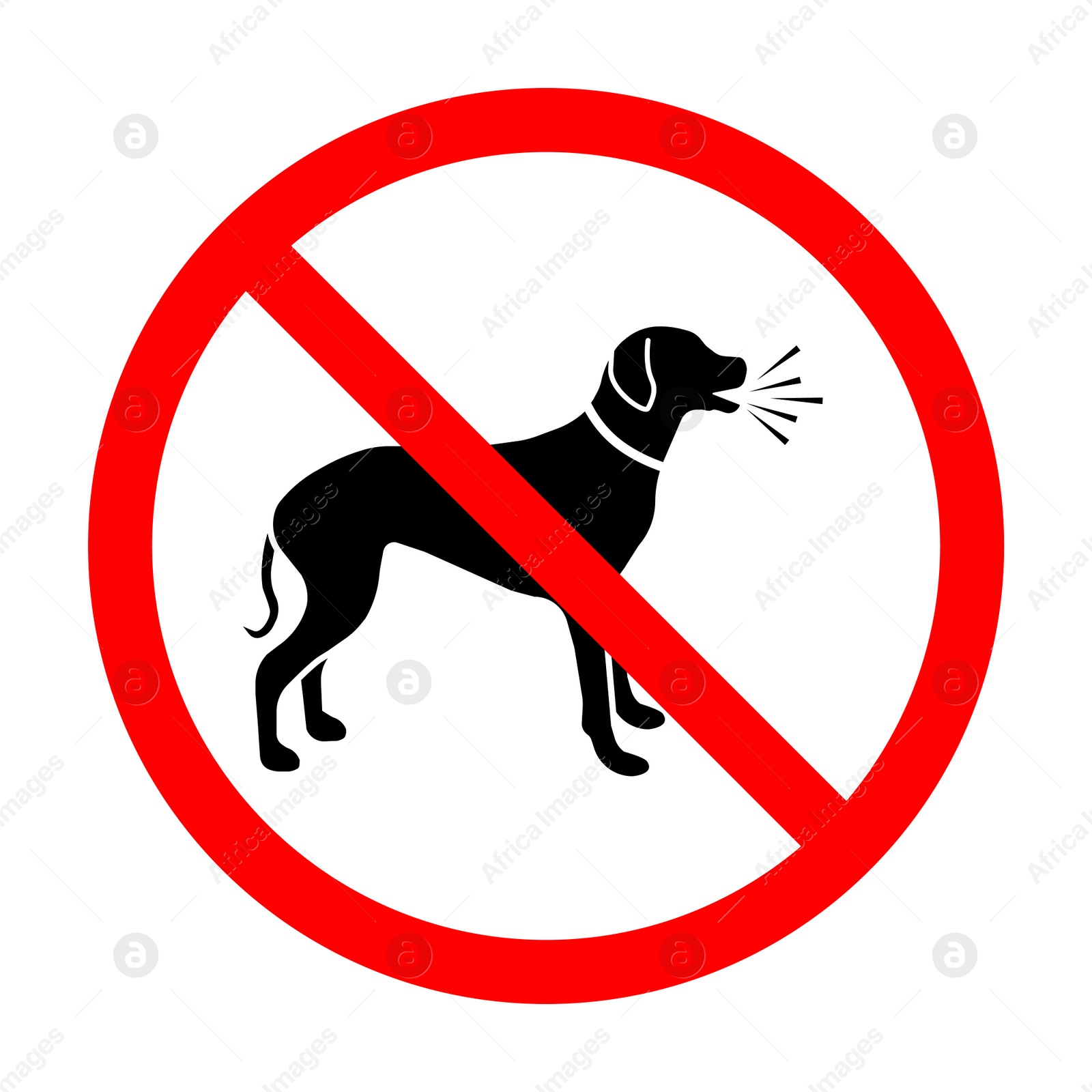 Illustration of SIgn NO EXCESSIVE BARKING PLEASE RESPECT OUR NEIGHBORS on white background. Illustration