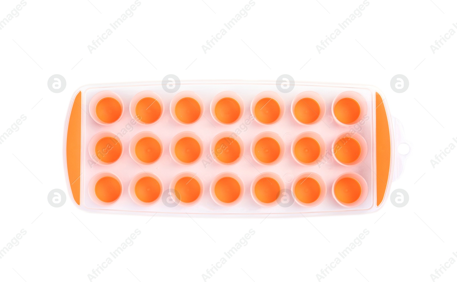 Photo of Empty ice cube tray on white background, top view