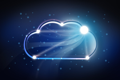 Illustration of Cloud image on blue background. Modern technology