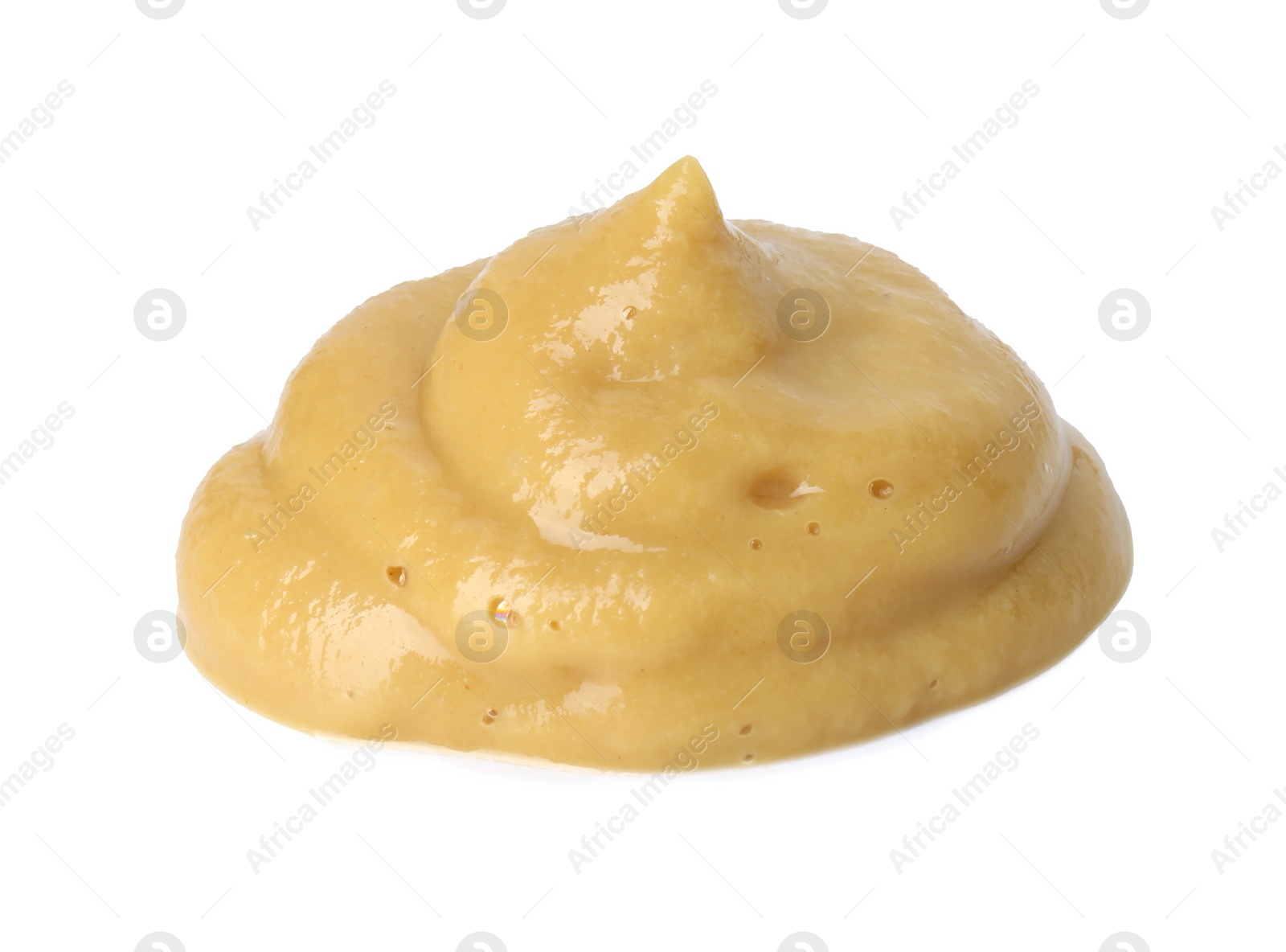 Photo of Fresh tasty mustard sauce isolated on white