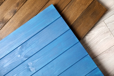 Different wooden surfaces for photography, flat lay. Stylish photo background