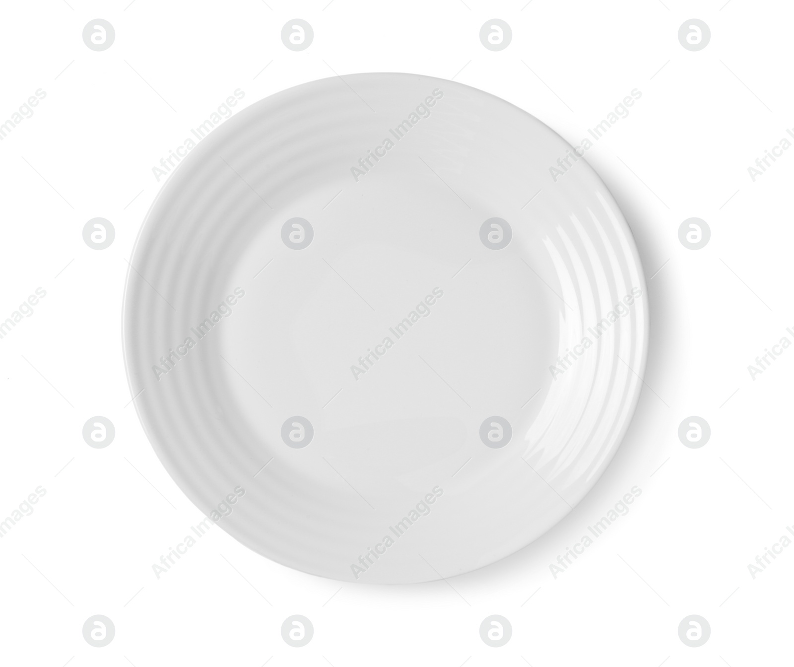 Photo of Empty ceramic plate isolated on white, top view