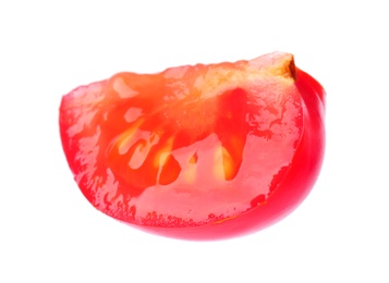 Photo of Cut red cherry tomato on white background