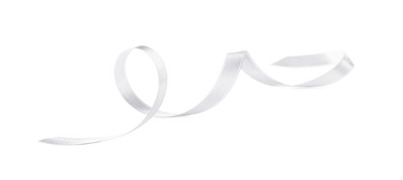 One white satin ribbon isolated on white