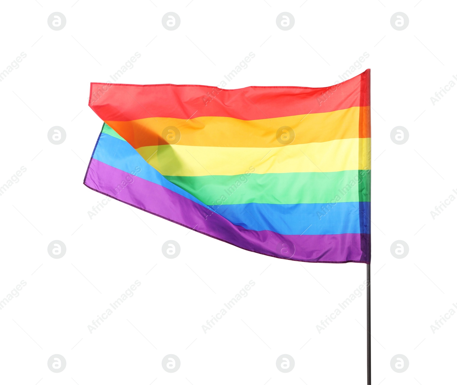 Photo of Bright rainbow LGBT flag isolated on white