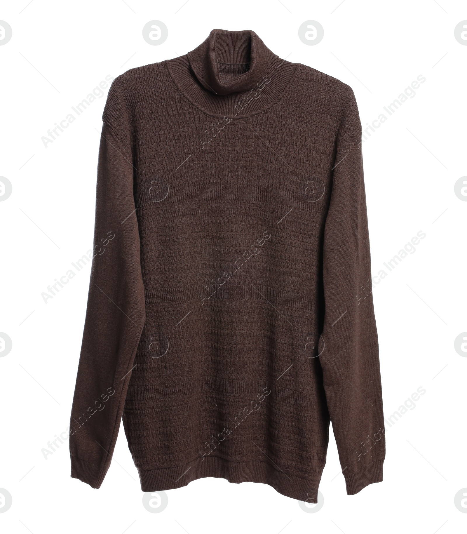 Photo of Stylish brown sweater isolated on white. Men`s clothes