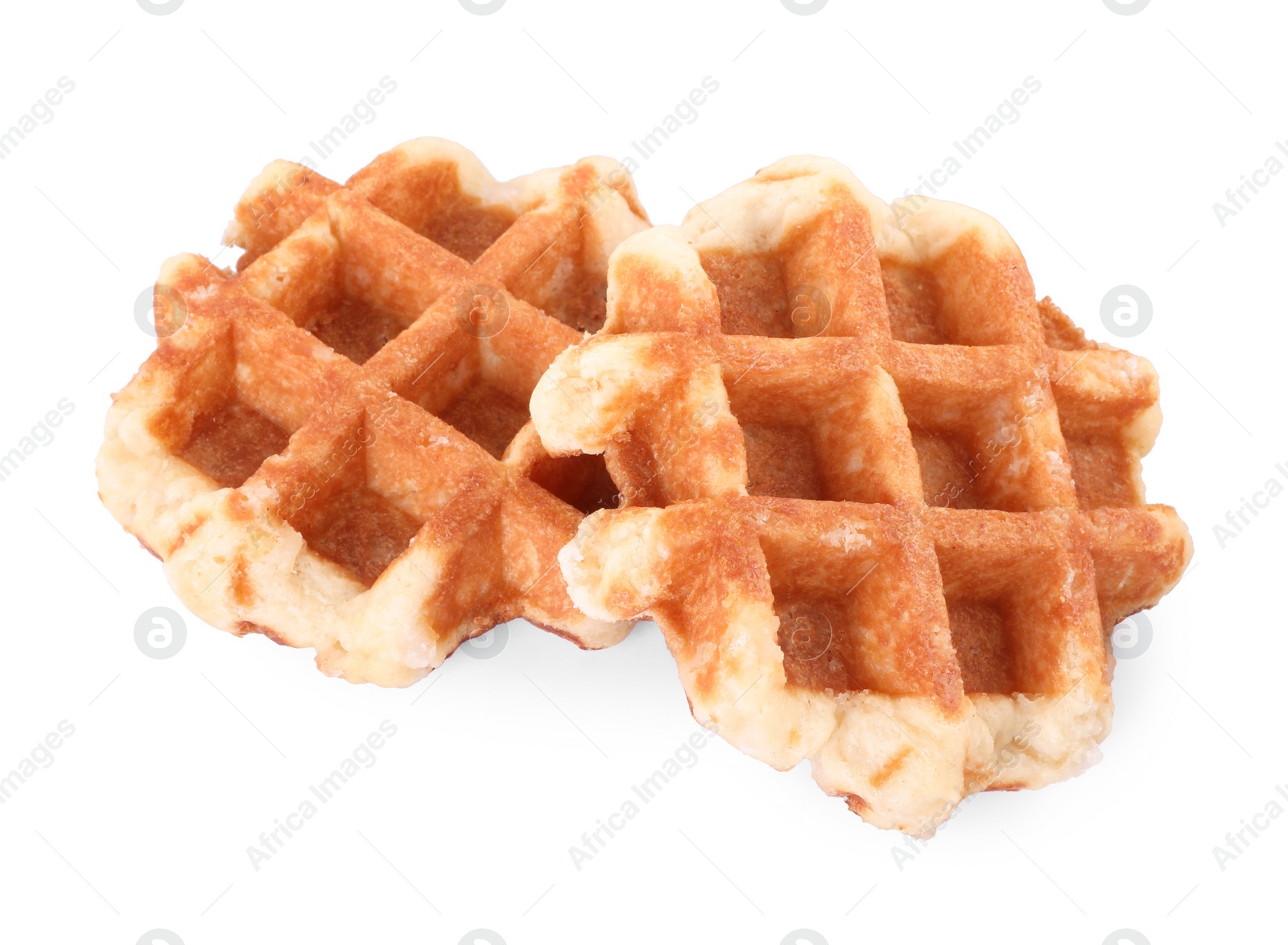 Photo of Two delicious Belgian waffles isolated on white