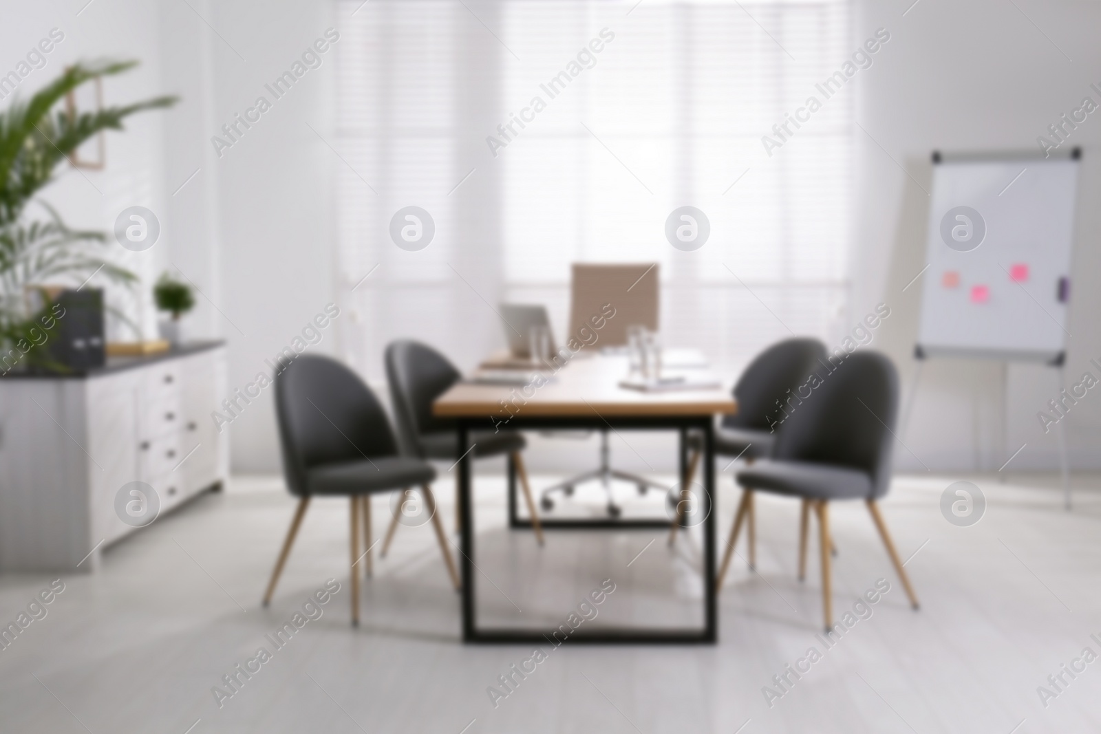 Image of Blurred view of modern office interior 