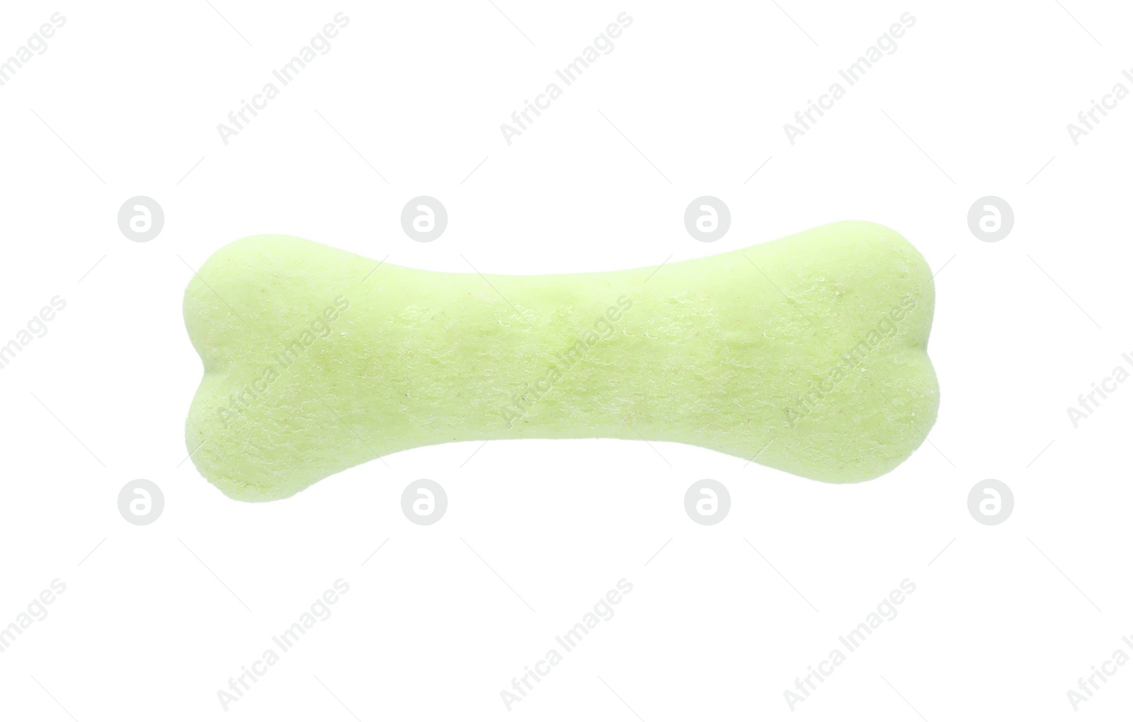 Photo of Bone shaped dog cookie isolated on white, top view