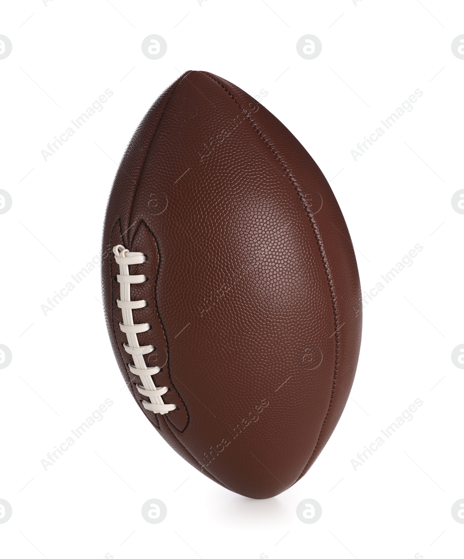Photo of Leather American football ball on white background