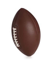 Leather American football ball on white background