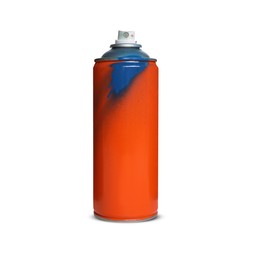 Photo of Used can of spray paint on white background