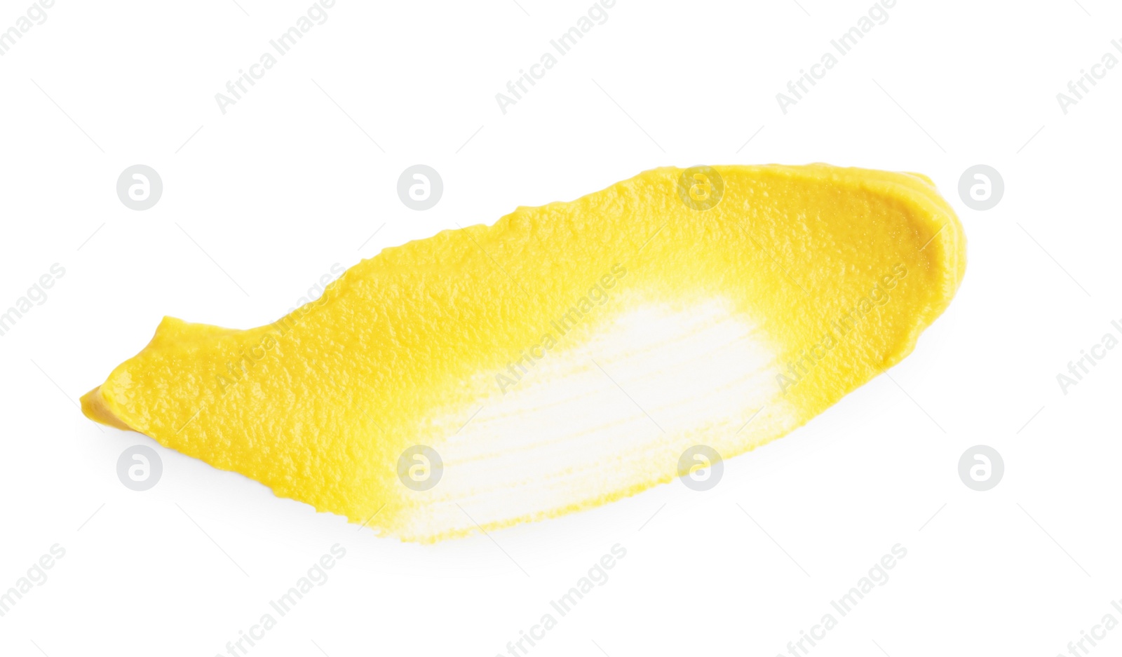 Photo of Tasty mustard isolated on white, top view. Spicy sauce