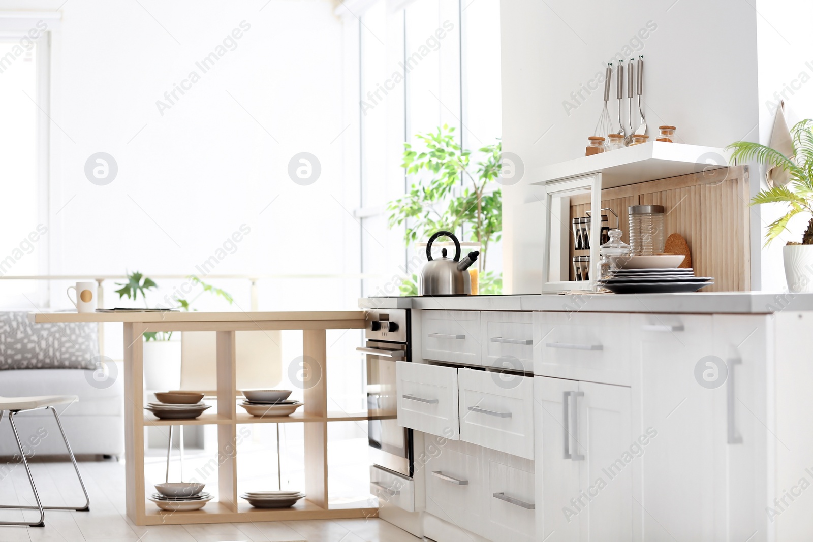 Photo of Stylish kitchen interior setting. Idea for home design