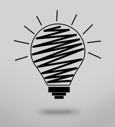 Illustration of Light bulb illustration on grey background. Concept of creative idea and innovation