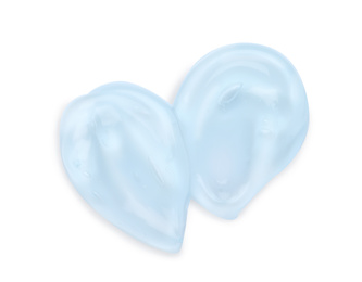 Photo of Sample of transparent cosmetic gel on white background, top view