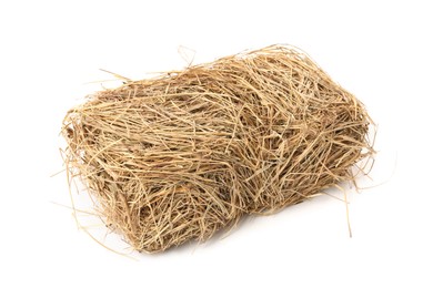 Photo of Small dried hay bale on white background