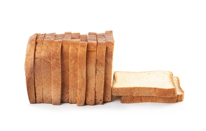 Photo of Fresh bread on white background. Baked goods
