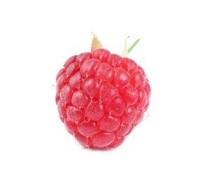Photo of One tasty ripe raspberry isolated on white