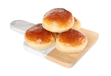 Photo of Tasty scones prepared on soda water isolated on white