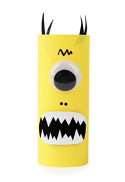 Monster made of yellow paper isolated on white. Halloween decoration