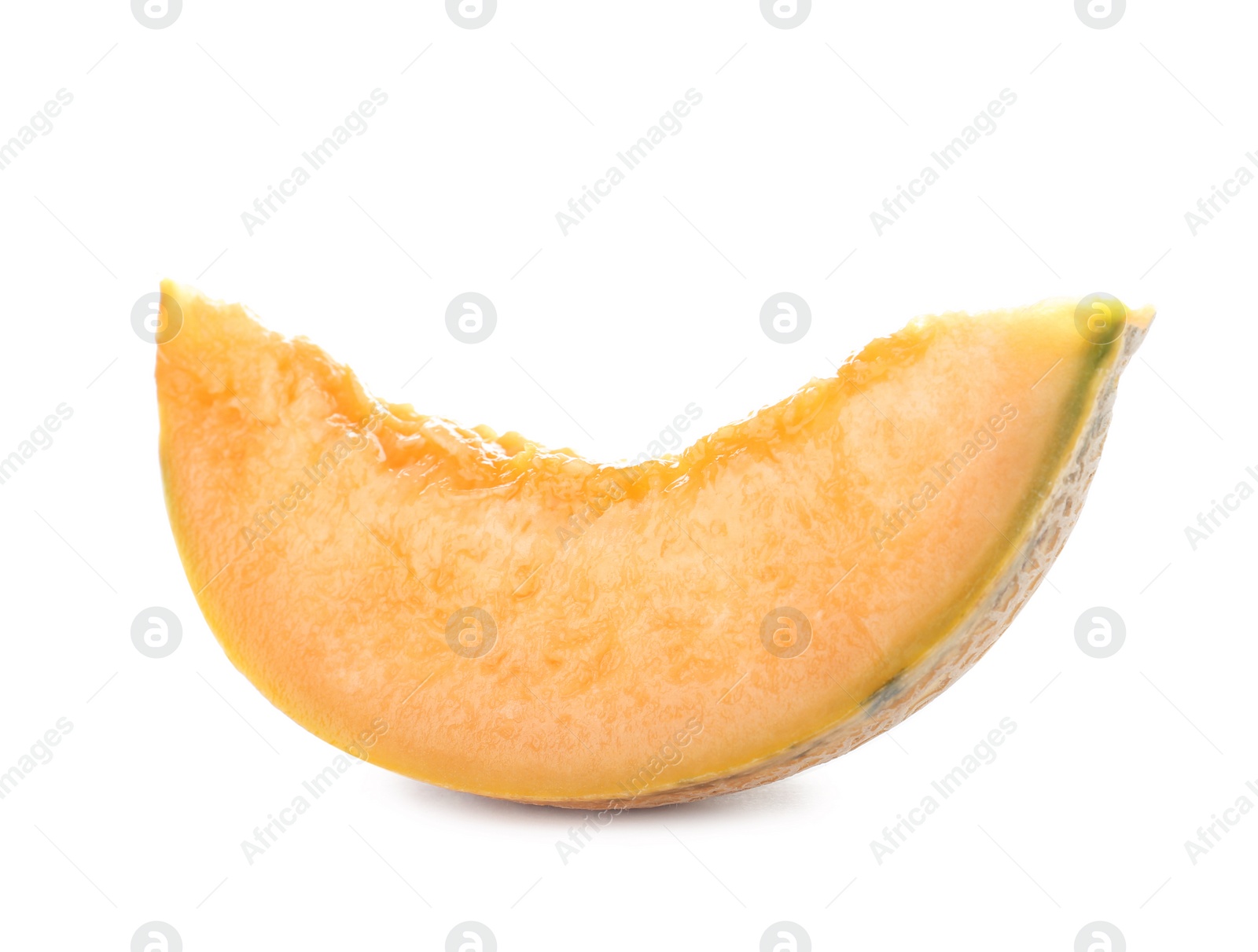 Photo of Slice of tasty ripe melon on white background