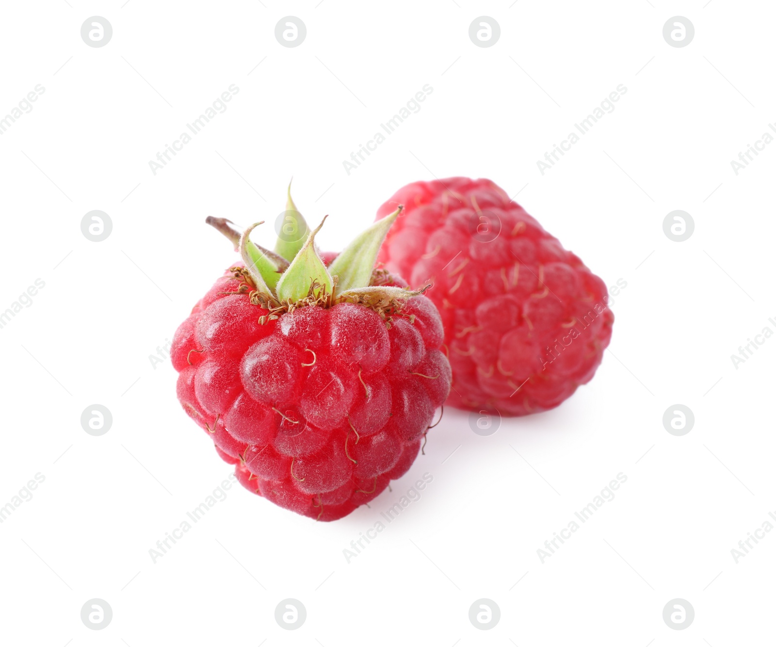 Photo of Delicious fresh ripe raspberries isolated on white