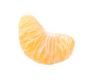 Photo of Piece of fresh juicy tangerine on white background