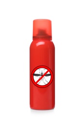 Image of Bottle of insect repellent on white background