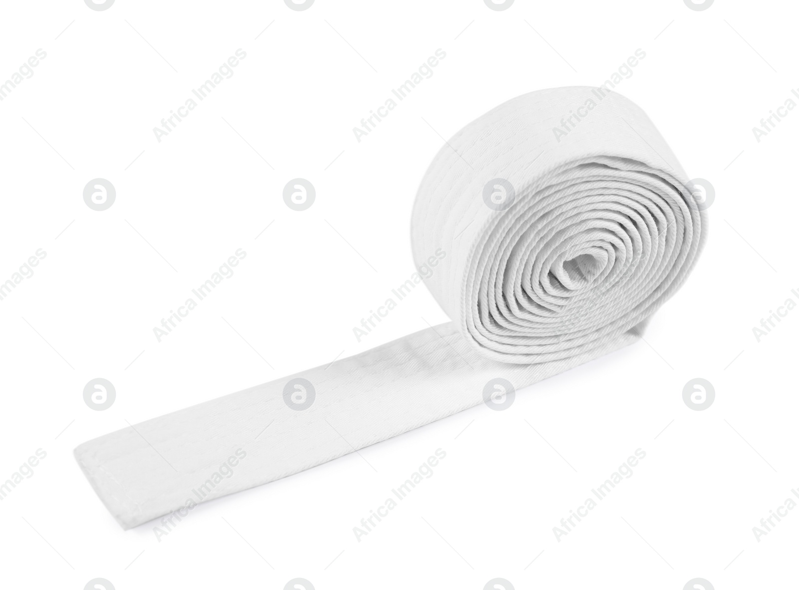 Photo of Karate belt isolated on white. Martial arts uniform